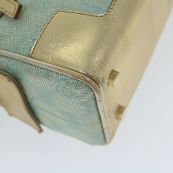 GUCCI GG Canvas Hand Bag Light Blue Gold Tone Auth ac2720 - Picture 14 of 16